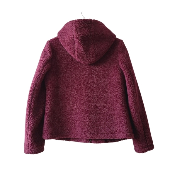 Boden Burgundy Elgin Borg Fleece Toggle Jacket - Picture 2 of 12